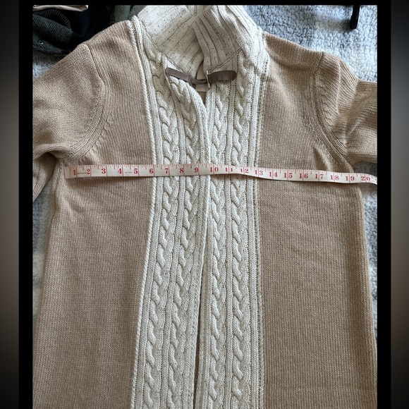 A.IDA open front long sweater cardigan beige size L 😄 - Picture 4 of 9